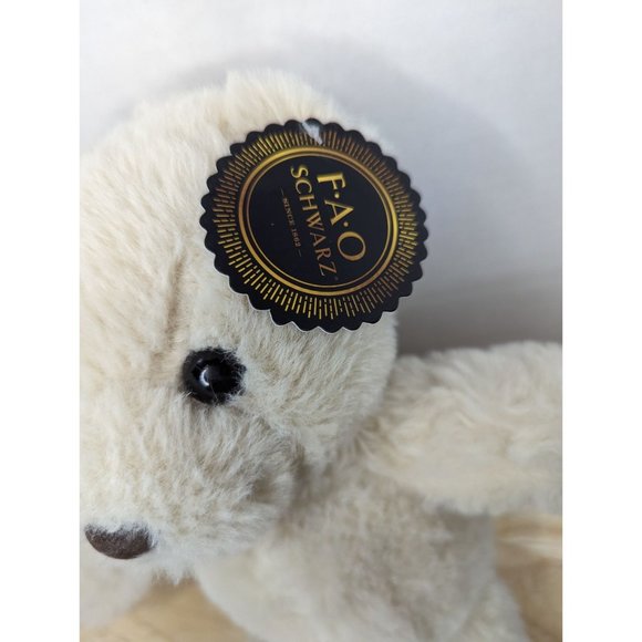 F-A-O Schwartz cream white teddy bear with branded fuzzy pink slippers 12 inch - Picture 3 of 11